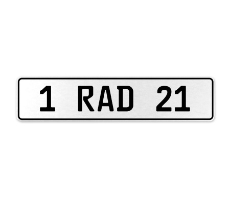 1 RAD 21  - White Aluminum Street Sign Mancave Euro Plate Name Door Sign Wall