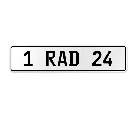 1 RAD 24  - White Aluminum Street Sign Mancave Euro Plate Name Door Sign Wall