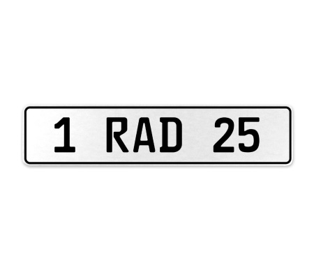 1 RAD 25  - White Aluminum Street Sign Mancave Euro Plate Name Door Sign Wall