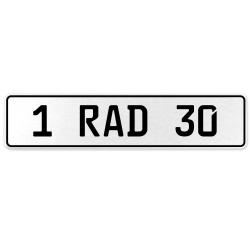 1 RAD 30  - White Aluminum Street Sign Mancave Euro Plate Name Door Sign Wall