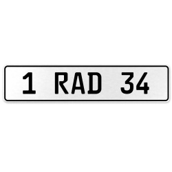 1 RAD 34  - White Aluminum Street Sign Mancave Euro Plate Name Door Sign Wall