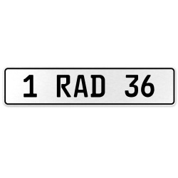 1 RAD 36  - White Aluminum Street Sign Mancave Euro Plate Name Door Sign Wall