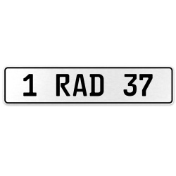 1 RAD 37  - White Aluminum Street Sign Mancave Euro Plate Name Door Sign Wall