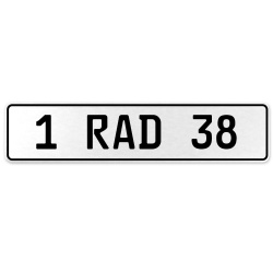 1 RAD 38  - White Aluminum Street Sign Mancave Euro Plate Name Door Sign Wall