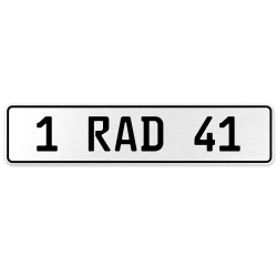1 RAD 41  - White Aluminum Street Sign Mancave Euro Plate Name Door Sign Wall