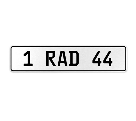 1 RAD 44  - White Aluminum Street Sign Mancave Euro Plate Name Door Sign Wall
