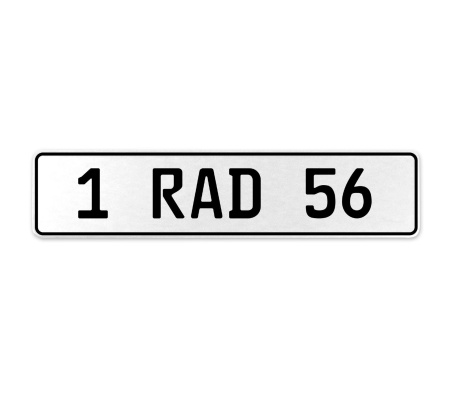 1 RAD 56  - White Aluminum Street Sign Mancave Euro Plate Name Door Sign Wall