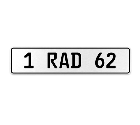 1 RAD 62  - White Aluminum Street Sign Mancave Euro Plate Name Door Sign Wall