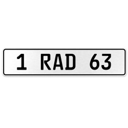 1 RAD 63  - White Aluminum Street Sign Mancave Euro Plate Name Door Sign Wall