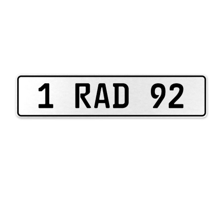1 RAD 92  - White Aluminum Street Sign Mancave Euro Plate Name Door Sign Wall