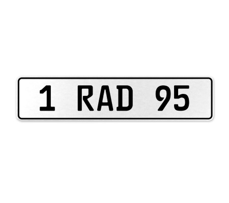 1 RAD 95  - White Aluminum Street Sign Mancave Euro Plate Name Door Sign Wall