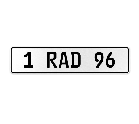 1 RAD 96  - White Aluminum Street Sign Mancave Euro Plate Name Door Sign Wall