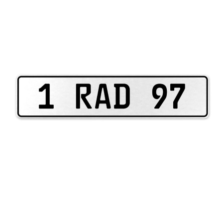 1 RAD 97  - White Aluminum Street Sign Mancave Euro Plate Name Door Sign Wall
