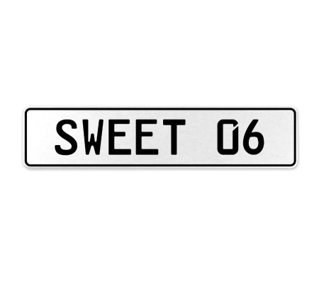 SWEET 06  - White Aluminum Street Sign Mancave Euro Plate Name Door Sign Wall