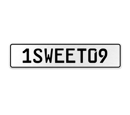 1SWEET09  - White Aluminum Street Sign Mancave Euro Plate Name Door Sign Wall