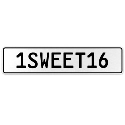 1SWEET16  - White Aluminum Street Sign Mancave Euro Plate Name Door Sign Wall