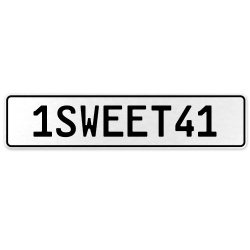 1SWEET41  - White Aluminum Street Sign Mancave Euro Plate Name Door Sign Wall