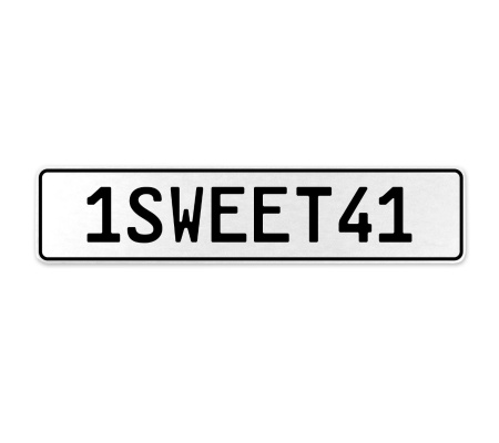 1SWEET41  - White Aluminum Street Sign Mancave Euro Plate Name Door Sign Wall