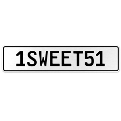 1SWEET51  - White Aluminum Street Sign Mancave Euro Plate Name Door Sign Wall
