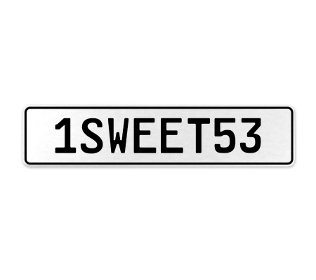 1SWEET53  - White Aluminum Street Sign Mancave Euro Plate Name Door Sign Wall