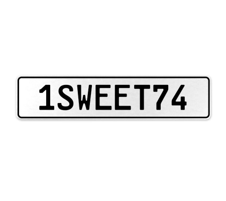 1SWEET74  - White Aluminum Street Sign Mancave Euro Plate Name Door Sign Wall