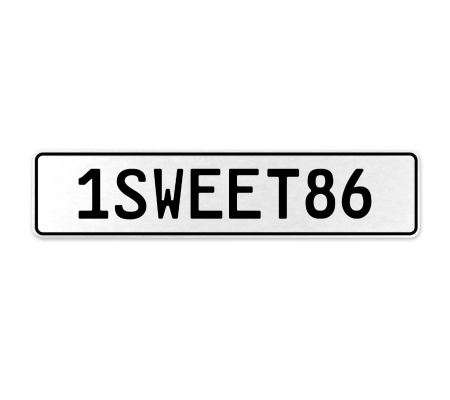 1SWEET86  - White Aluminum Street Sign Mancave Euro Plate Name Door Sign Wall
