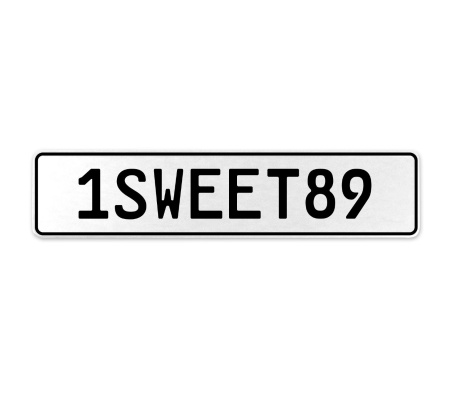 1SWEET89  - White Aluminum Street Sign Mancave Euro Plate Name Door Sign Wall