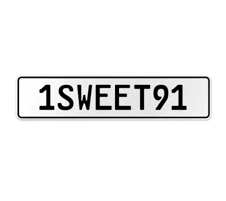 1SWEET91  - White Aluminum Street Sign Mancave Euro Plate Name Door Sign Wall