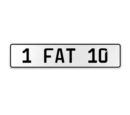1 FAT 10  - White Aluminum Street Sign Mancave Euro Plate Name Door Sign Wall