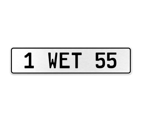 1 WET 55  - White Aluminum Street Sign Mancave Euro Plate Name Door Sign Wall