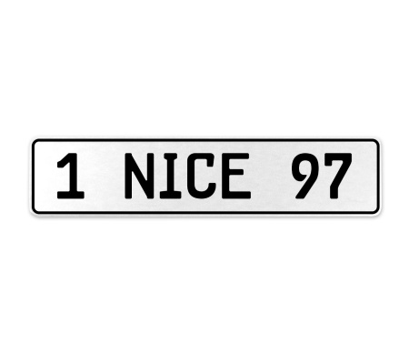 1 NICE 97  - White Aluminum Street Sign Mancave Euro Plate Name Door Sign Wall
