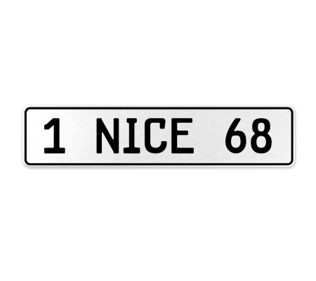 1 NICE 68  - White Aluminum Street Sign Mancave Euro Plate Name Door Sign Wall