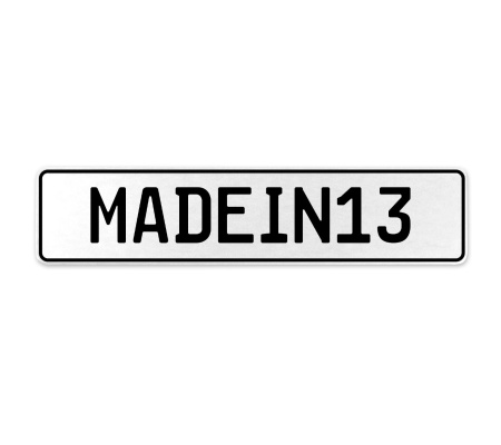 MADEIN13  - White Aluminum Street Sign Mancave Euro Plate Name Door Sign Wall