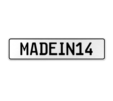 MADEIN14  - White Aluminum Street Sign Mancave Euro Plate Name Door Sign Wall