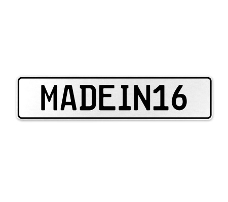 MADEIN16  - White Aluminum Street Sign Mancave Euro Plate Name Door Sign Wall