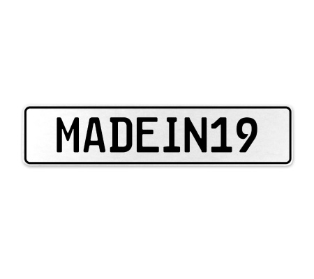 MADEIN19  - White Aluminum Street Sign Mancave Euro Plate Name Door Sign Wall