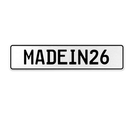 MADEIN26  - White Aluminum Street Sign Mancave Euro Plate Name Door Sign Wall