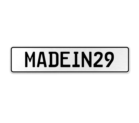 MADEIN29  - White Aluminum Street Sign Mancave Euro Plate Name Door Sign Wall