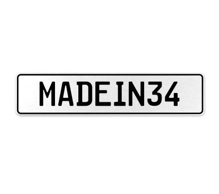 MADEIN34  - White Aluminum Street Sign Mancave Euro Plate Name Door Sign Wall