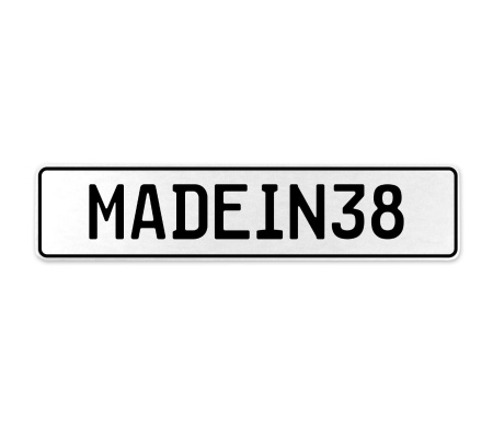 MADEIN38  - White Aluminum Street Sign Mancave Euro Plate Name Door Sign Wall