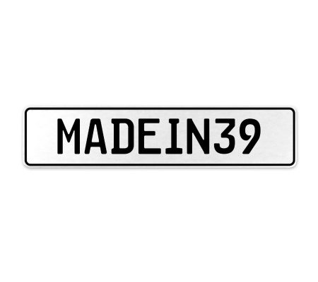 MADEIN39  - White Aluminum Street Sign Mancave Euro Plate Name Door Sign Wall
