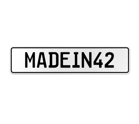 MADEIN42  - White Aluminum Street Sign Mancave Euro Plate Name Door Sign Wall