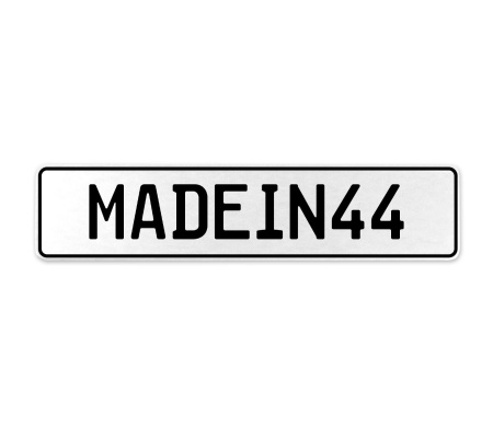 MADEIN44  - White Aluminum Street Sign Mancave Euro Plate Name Door Sign Wall