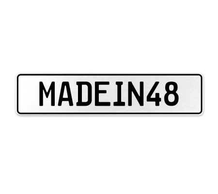 MADEIN48  - White Aluminum Street Sign Mancave Euro Plate Name Door Sign Wall