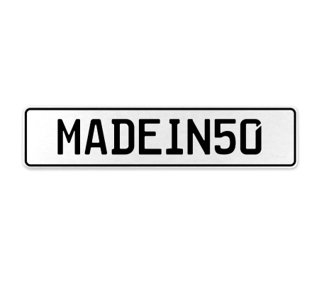 MADEIN50  - White Aluminum Street Sign Mancave Euro Plate Name Door Sign Wall