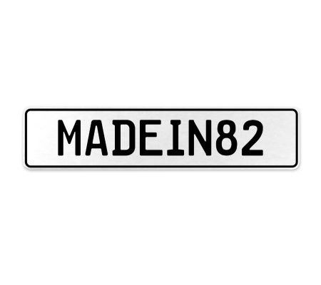 MADEIN82  - White Aluminum Street Sign Mancave Euro Plate Name Door Sign Wall