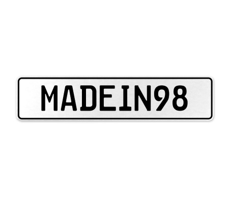 MADEIN98  - White Aluminum Street Sign Mancave Euro Plate Name Door Sign Wall