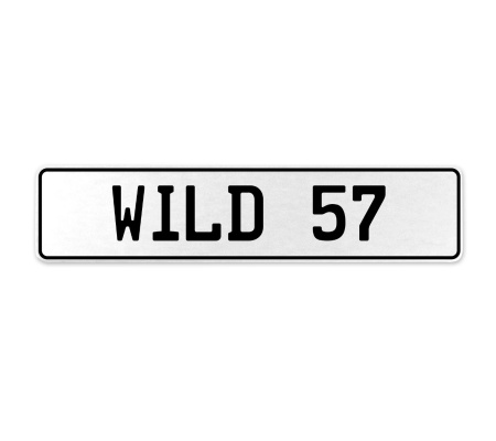 WILD 57  - White Aluminum Street Sign Mancave Euro Plate Name Door Sign Wall