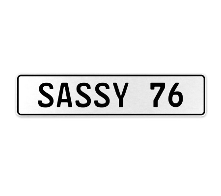 SASSY 76  - White Aluminum Street Sign Mancave Euro Plate Name Door Sign Wall