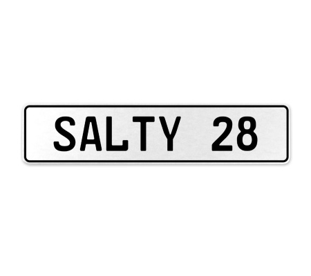 SALTY 28  - White Aluminum Street Sign Mancave Euro Plate Name Door Sign Wall